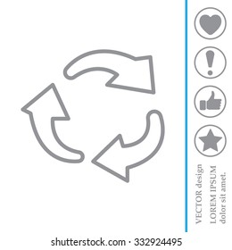 rotation arrows in a circle web line icon. vector design
