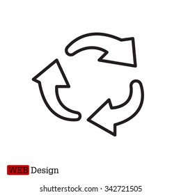 rotation arrows in a circle web line icon. vector design