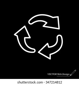 rotation arrows in a circle web line icon. vector design