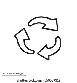 rotation arrows in a circle web line icon. vector design