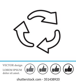 rotation arrows in a circle web line icon. vector design