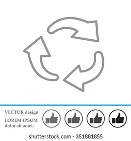 rotation arrows in a circle web line icon. vector design