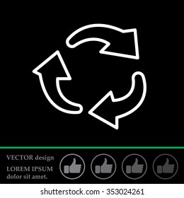rotation arrows in a circle web line icon, vector design