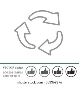 rotation arrows in a circle web line icon. vector design