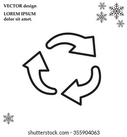 rotation arrows in a circle web line icon. vector design