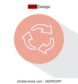 rotation arrows in a circle web line icon. vector design