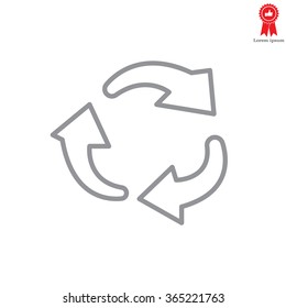 rotation arrows in a circle web line icon. vector design