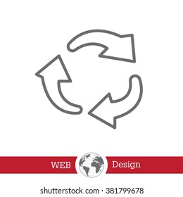 rotation arrows in a circle web line icon. vector design
