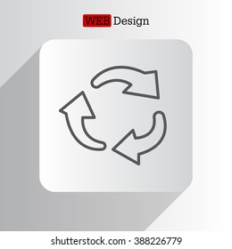 rotation arrows in a circle web line icon. vector design