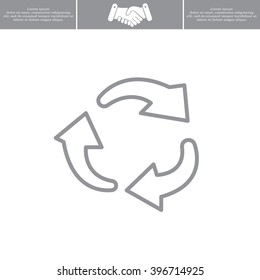 rotation arrows in a circle web line icon. vector design