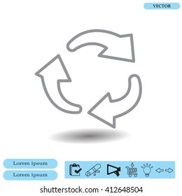 rotation arrows in a circle web line icon. vector design