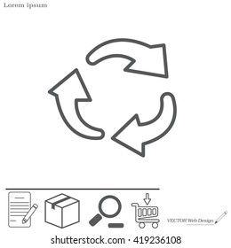 rotation arrows in a circle web line icon. vector design