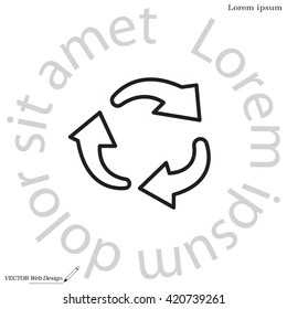 rotation arrows in a circle web line icon. vector design