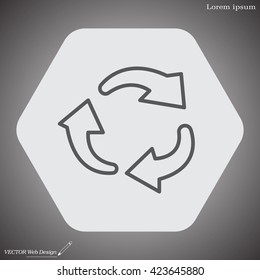rotation arrows in a circle web line icon. vector design