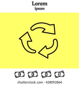 rotation arrows in a circle web line icon. vector design