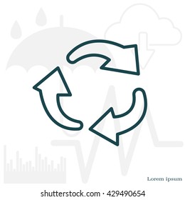 rotation arrows in a circle web line icon. vector design