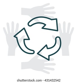 rotation arrows in a circle web line icon. vector design