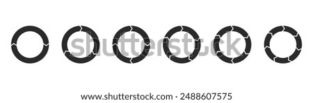 Rotation arrows in circular motion. Circle arrow combinations. Set of circular infographics. Graphic diagram. Design element. Vector illustration isolated on white background.