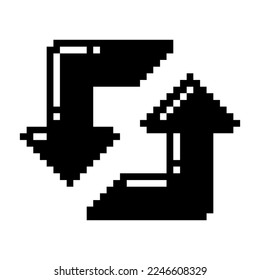 Rotation arrows icon black-white vector pixel art icon