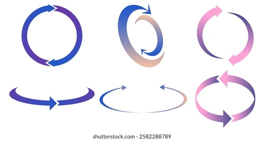Rotation Arrows Icon, Reload Arrows Set Vector Illustration.	