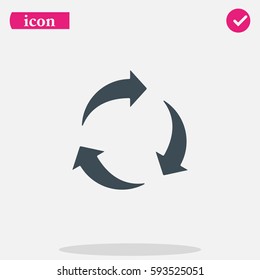 Rotation arrows icon. Three circular arrows vector illustration.