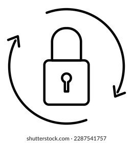 rotation arrows with lock icon in trendy outline style design. Vector illustration isolated on white background.