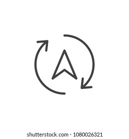 Rotation arrows and navigation cursor outline icon. linear style sign for mobile concept and web design. Update direction simple line vector icon. Symbol, logo illustration. Pixel perfect vector