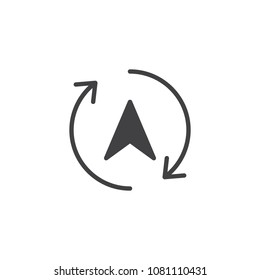 Rotation arrows and navigation cursor vector icon. filled flat sign for mobile concept and web design. Update direction simple solid icon. Symbol, logo illustration. Pixel perfect vector graphics
