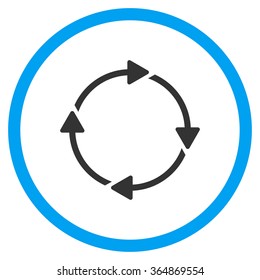 Rotation Arrows vector icon. Style is bicolor flat circled symbol, blue and gray colors, rounded angles, white background.