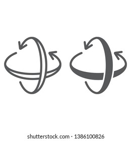 Rotation axis line   glyph icon  pivot   view  rotate sign  vector graphics  linear pattern white background  eps 10 