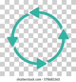 Rotation CCW icon. Vector illustration style is flat iconic symbol, cyan color, transparent background. Designed for web and software interfaces.