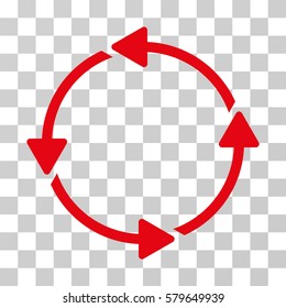 Rotation CCW icon. Vector illustration style is flat iconic symbol, red color, transparent background. Designed for web and software interfaces.