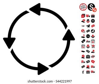 Rotation CCW pictograph with free bonus images. Vector illustration style is flat iconic symbols, intensive red and black colors, white background.
