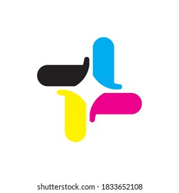 Rotation CMYK color logo design vector