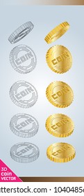 Rotation of coins. Cryptocurrency vector icon set.