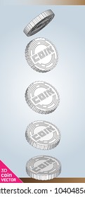 Rotation of coins. Cryptocurrency vector icon set.
