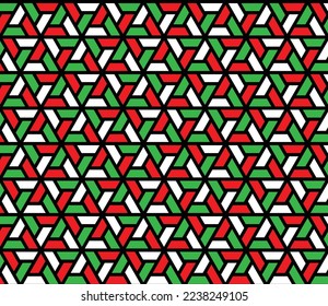 Rotación del fondo del patrón de triángulo de laberinto colorido. Arte abstracto colorido. El patrón de fondo de color del tema navideño. Antecedentes abstractos.