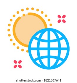 rotation of earth around sun icon vector. rotation of earth around sun sign. color symbol illustration