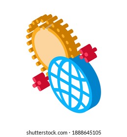 rotation of earth around sun icon vector. isometric rotation of earth around sun sign. color isolated symbol illustration
