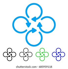 Rotation flat vector pictogram. Colored rotation gray, black, blue, green icon variants. Flat icon style for web design.