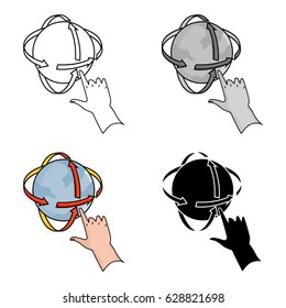 Rotation of globe in virtual reality icon in cartoon style isolated on white background. Virtual reality symbol stock vector illustration.