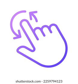 Rotation gradient linear vector icon. Tap to spin picture. Update and reload. Touchscreen. Smartphone navigation. Thin line color symbol. Modern style pictogram. Vector isolated outline drawing