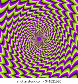 Rotation of green spirals (spin illusion)