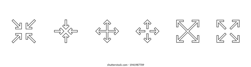 Rotation icon. Arrow. Expand Arrows Minimal Line Icon. Included Icons as Diagonal Increase, Fullscreen, Navigation