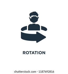 Rotation icon. Black filled vector illustration. Rotation symbol on white background. Can be used in web and mobile.