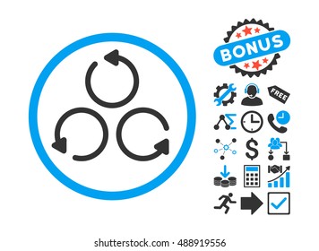 Rotation icon with bonus images. Vector illustration style is flat iconic bicolor symbols, blue and gray colors, white background.
