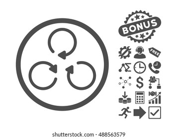 Rotation icon with bonus icon set. Vector illustration style is flat iconic symbols, gray color, white background.