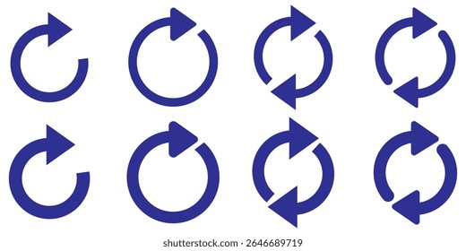 ícone de rotação coleção, seta circular . atualizar seta recarregar   ícone de seta circular ilustração de vetor