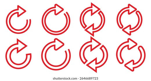 rotation icon collection, circle arrow . refresh reload arrow   circular arrow icon vector illustration