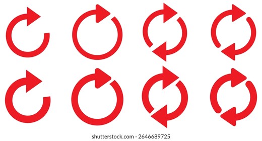 ícone de rotação coleção, seta circular . atualizar seta recarregar   ícone de seta circular ilustração de vetor